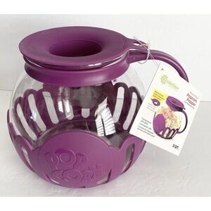 Ecolution Micro Pop Microwave Popcorn Maker Purple Temperature Safe Glass 3Qt